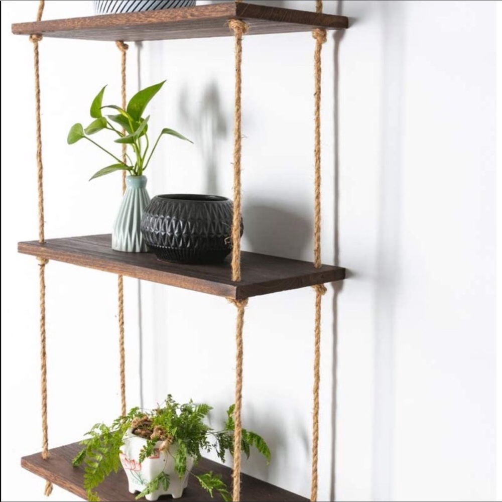 3 Tier Roped Wooden Storage Rack - Picture 3 of 5